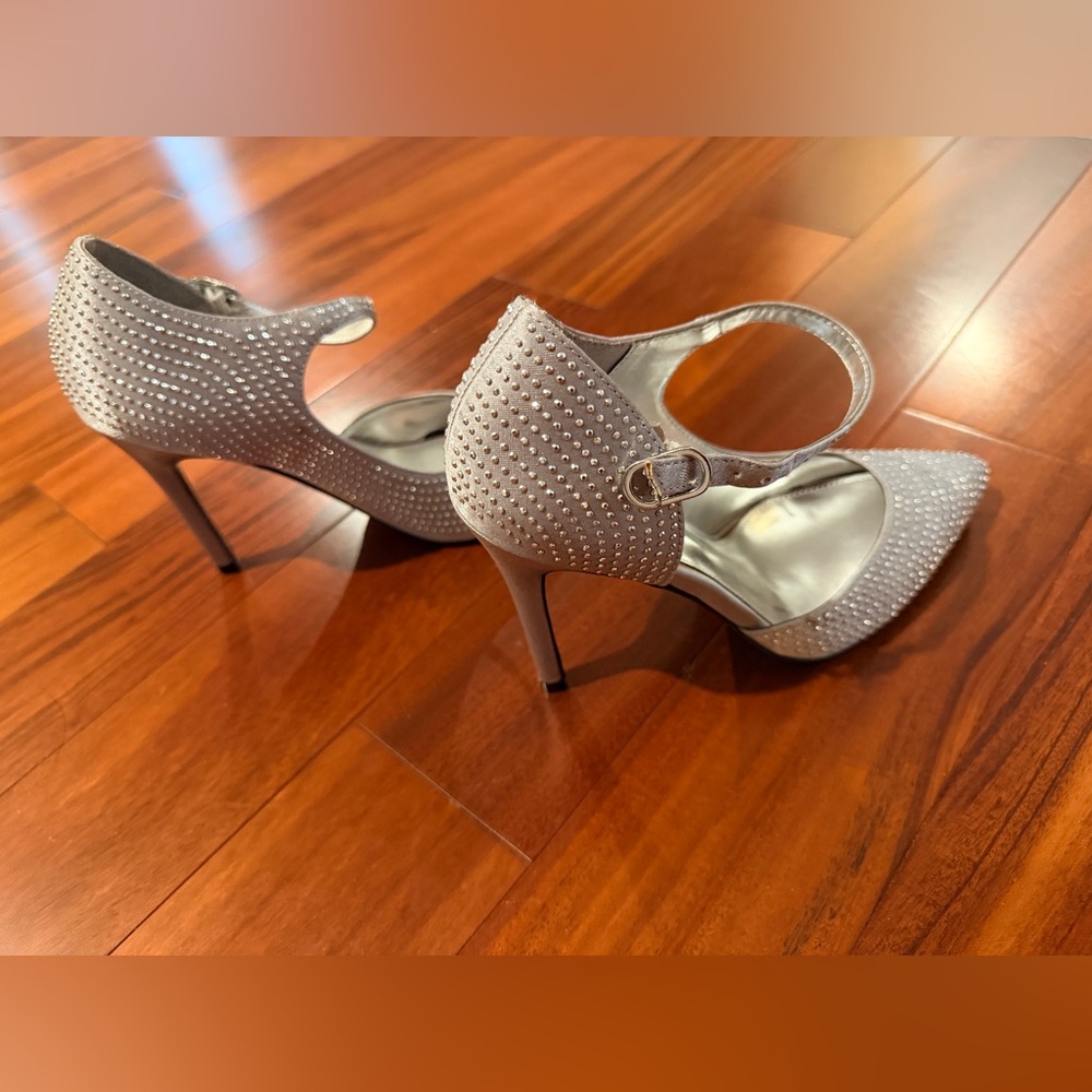Elegant Silver Studded Women's Heels